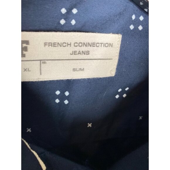 FRENCH CONNECTION MEN'S NAVY BLUE LS BUTTON-DOWN SHIRT SLIM SZ XL - Picture 5 of 5